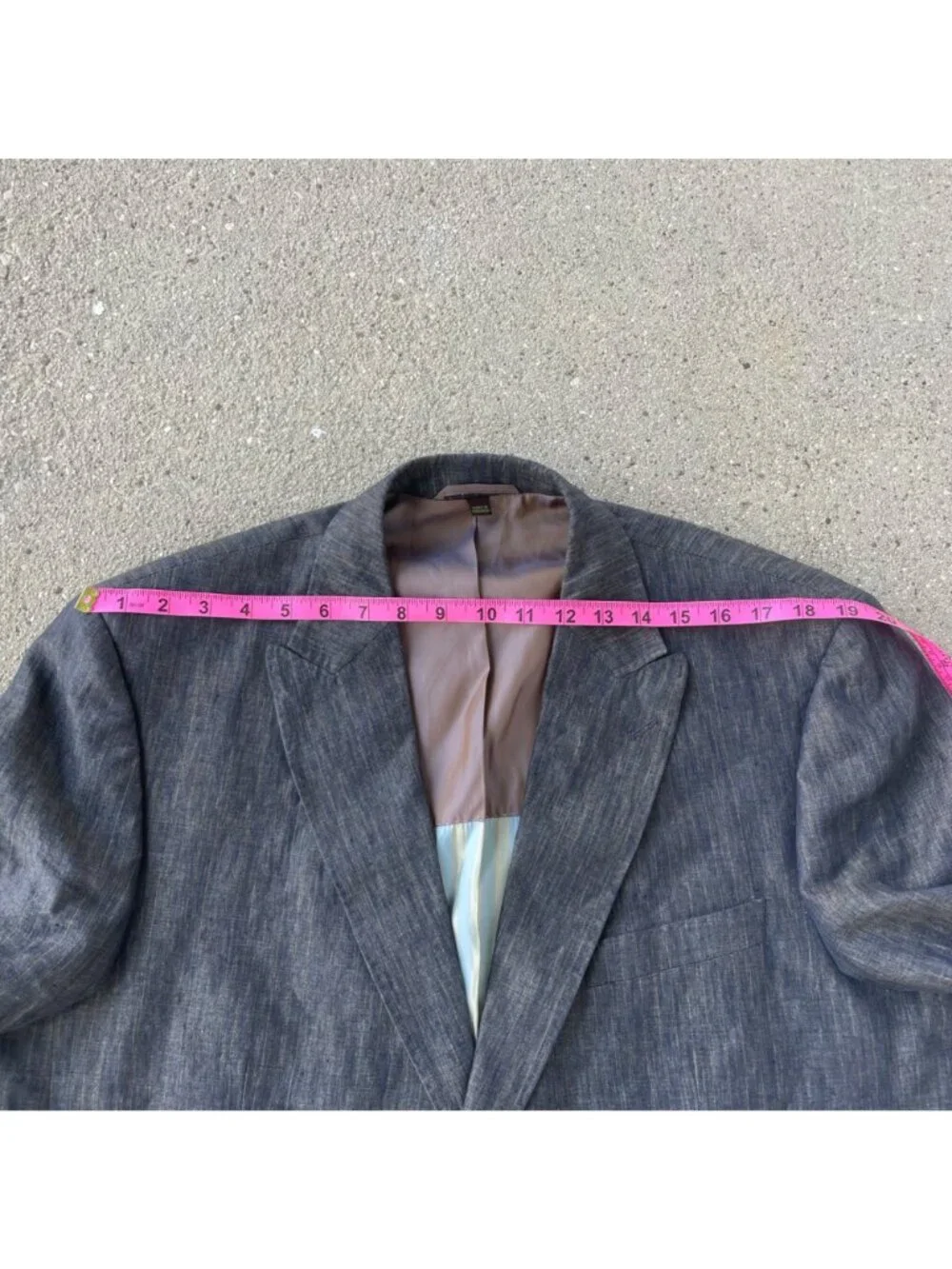 Kroon Sports Coat Blazer 100% Linen Navy Gold Striped Lining Mens 44R Summer